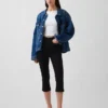 Jeans capri court à taille haute