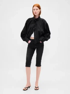 Jeans capri court à taille haute