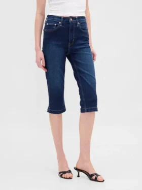 Jeans capri court à taille haute