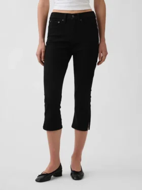 Jeans capri court à taille haute