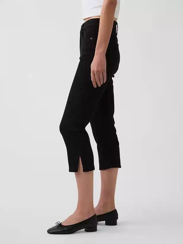 Jeans capri court à taille haute