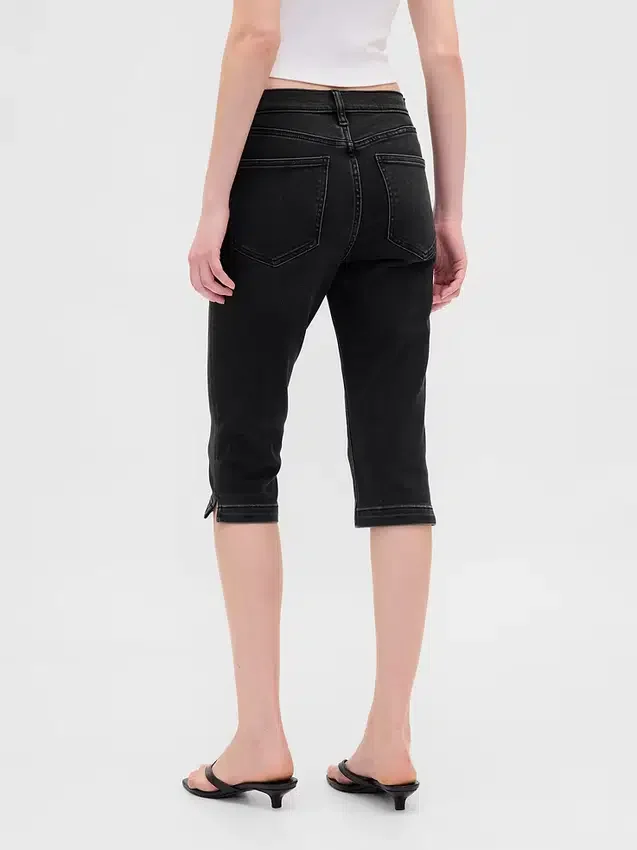 Jeans capri court à taille haute