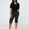 Jeans capri court à taille haute