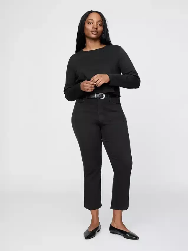 Jeans capri court à taille haute