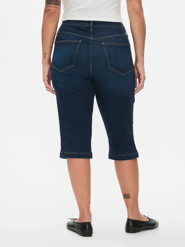 Jeans capri court à taille haute