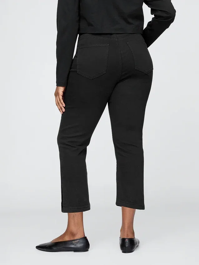 Jeans capri court à taille haute