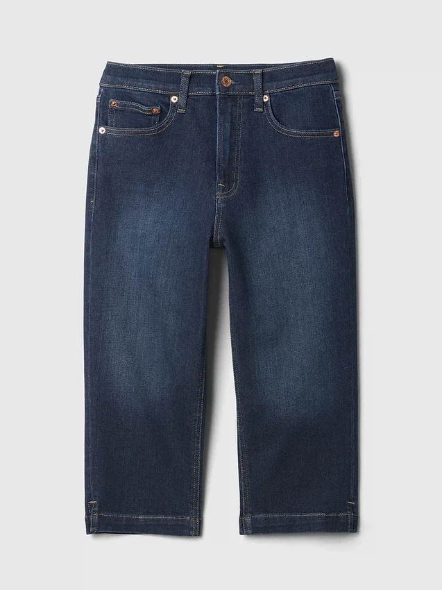 Jeans capri court à taille haute