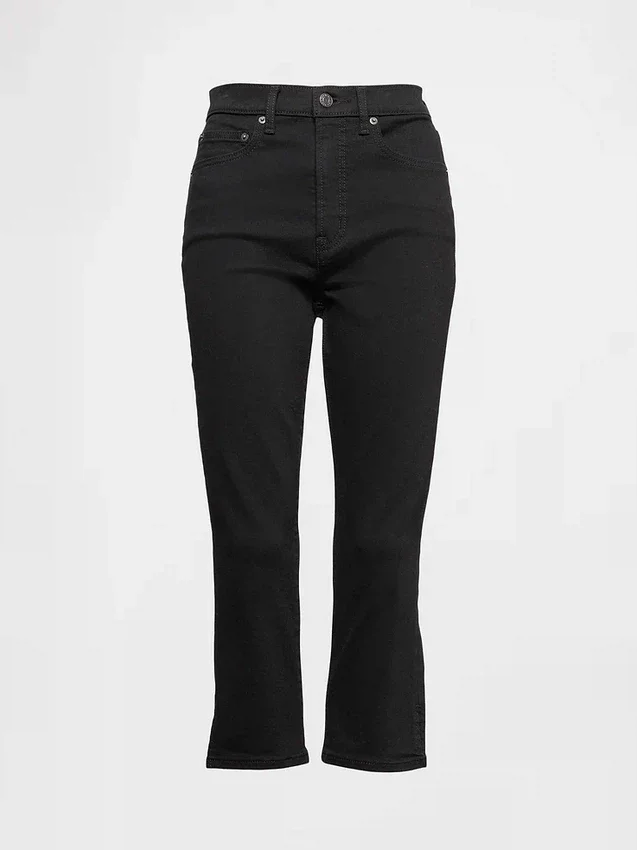 Jeans capri court à taille haute