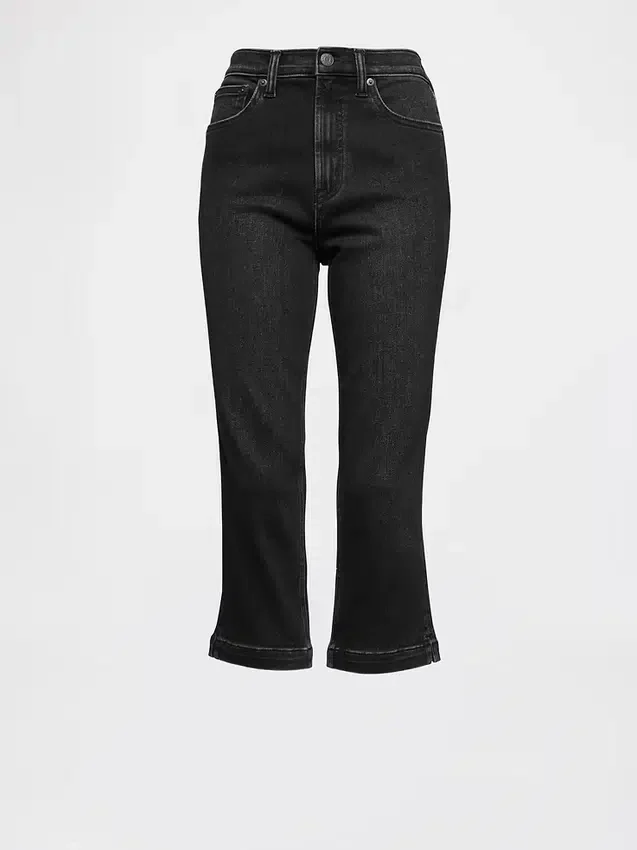 Jeans capri court à taille haute