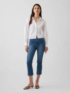 Jeans capri taille haute