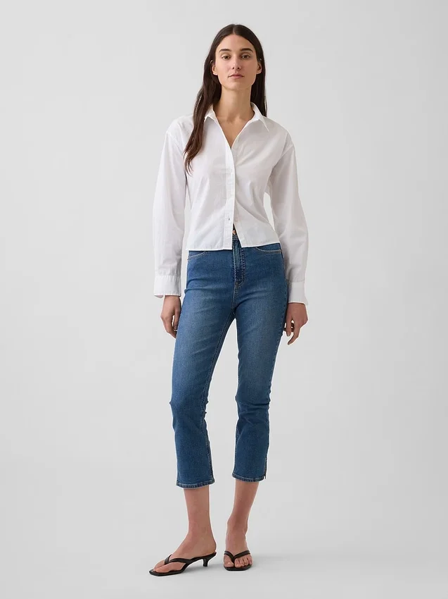 Jeans capri taille haute