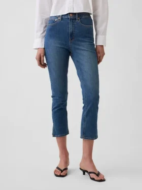 Jeans capri taille haute