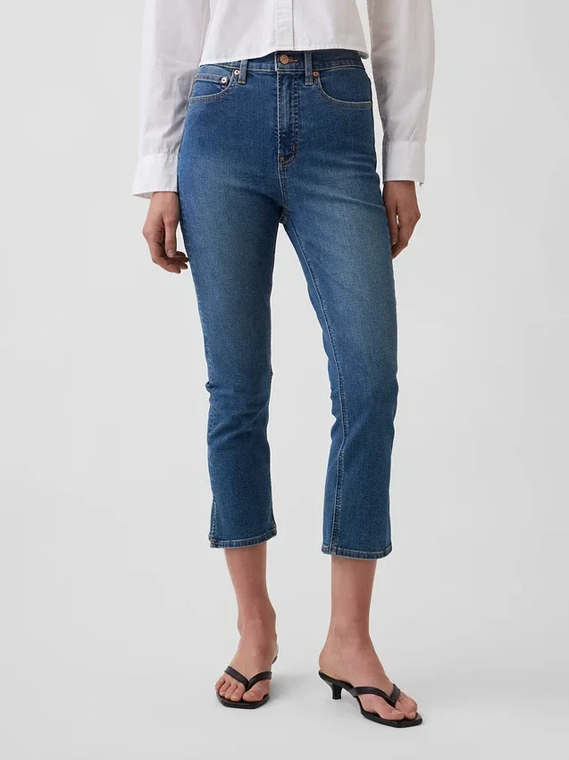 Jeans capri taille haute