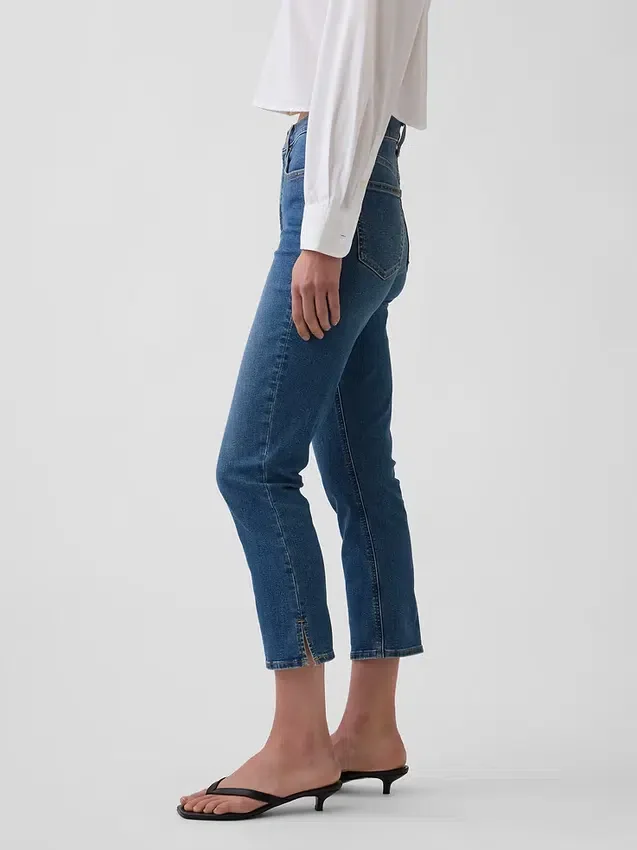 Jeans capri taille haute