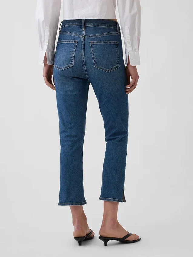 Jeans capri taille haute