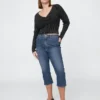 Jeans capri taille haute