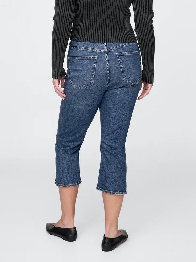 Jeans capri taille haute