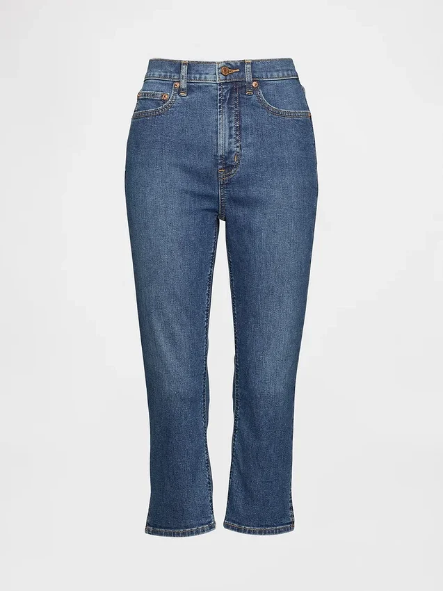 Jeans capri taille haute