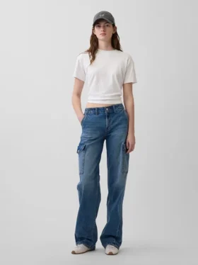 Jeans cargo ample taille basse style années 90