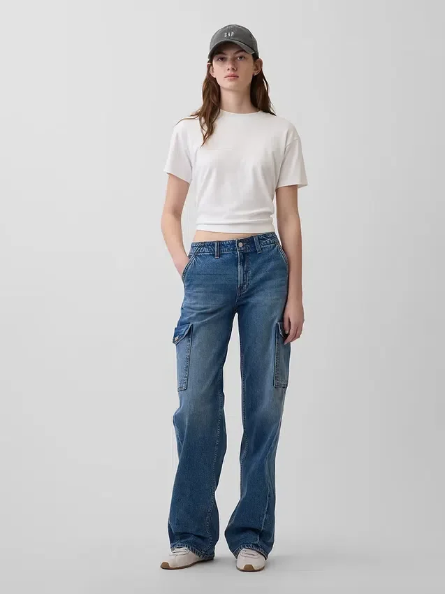 Jeans cargo ample taille basse style années 90
