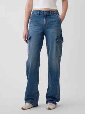 Jeans cargo ample taille basse style années 90