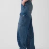 Jeans cargo ample taille basse style années 90