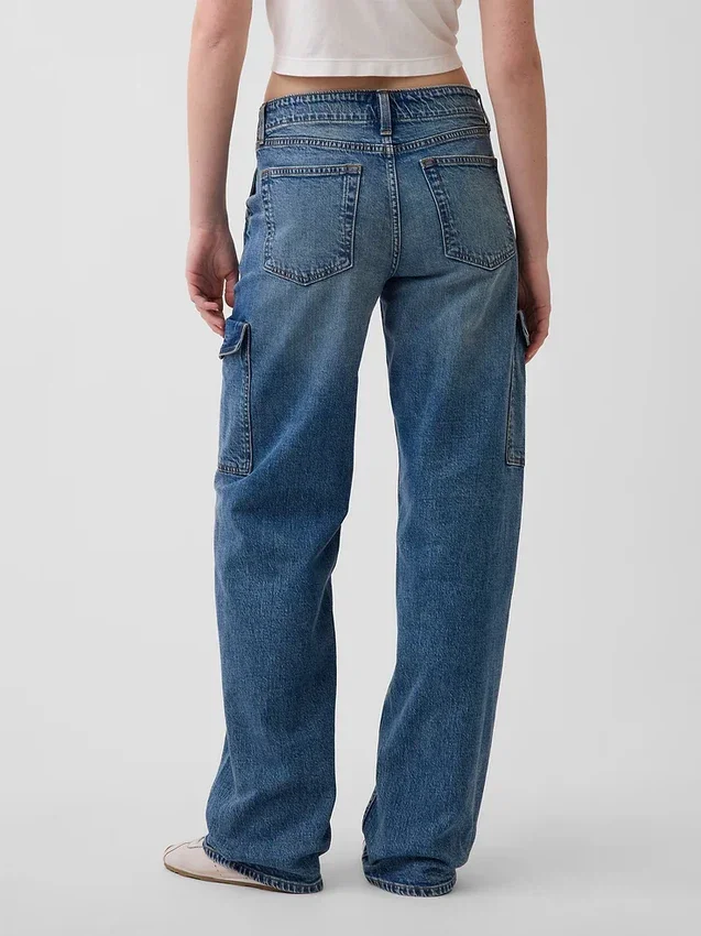 Jeans cargo ample taille basse style années 90