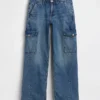 Jeans cargo ample taille basse style années 90