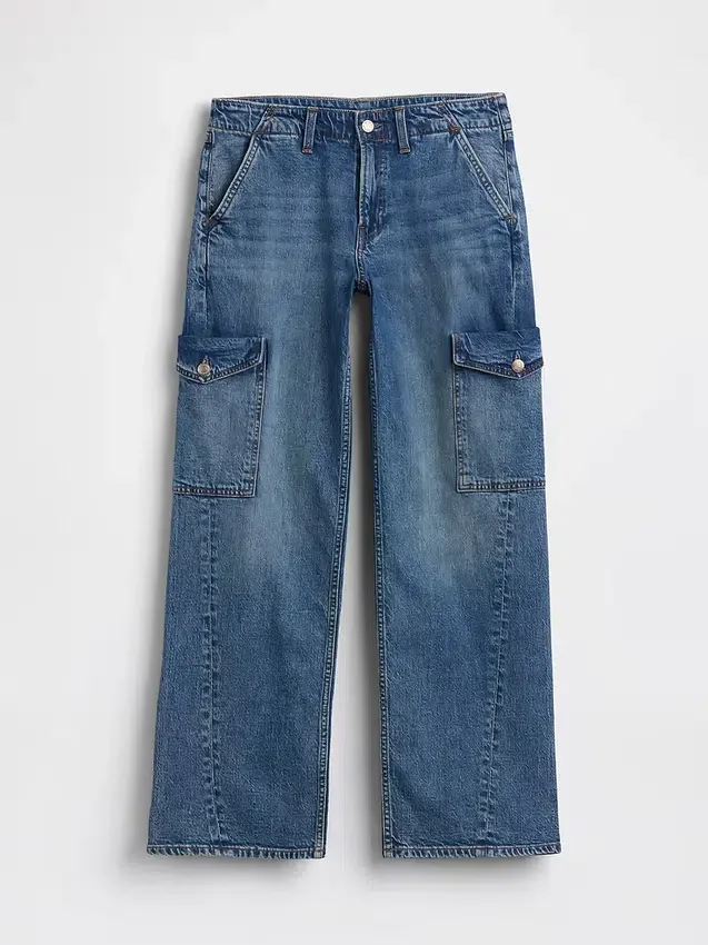 Jeans cargo ample taille basse style années 90