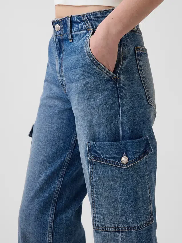 Jeans cargo ample taille basse style années 90