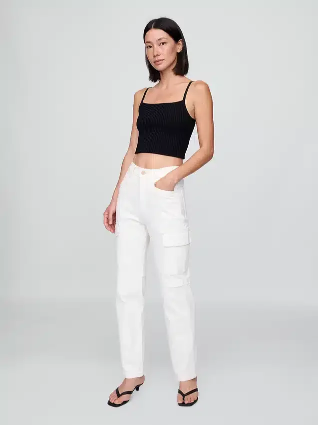 Jeans cargo ample taille moyenne style années 90