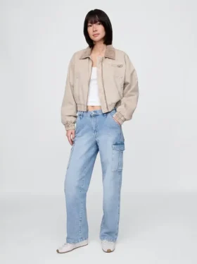 Jeans cargo ample taille moyenne style années 90