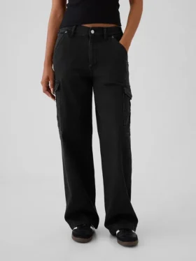 Jeans cargo ample taille moyenne style années 90