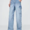 Jeans cargo ample taille moyenne style années 90