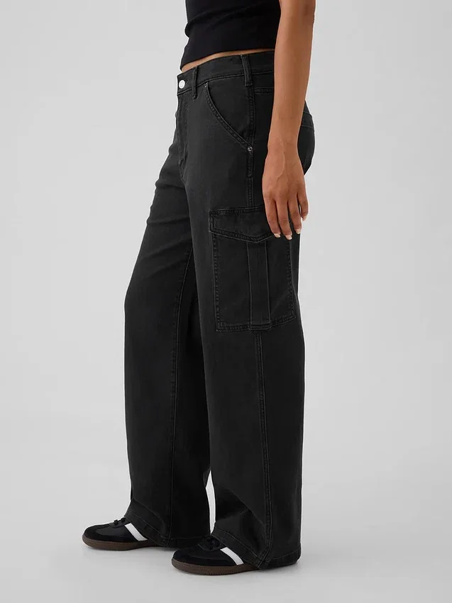 Jeans cargo ample taille moyenne style années 90