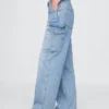 Jeans cargo ample taille moyenne style années 90