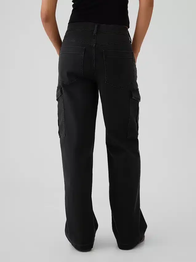 Jeans cargo ample taille moyenne style années 90