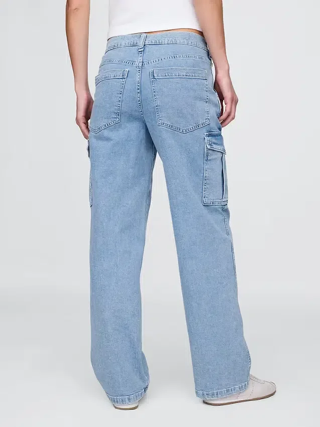 Jeans cargo ample taille moyenne style années 90
