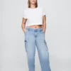 Jeans cargo ample taille moyenne style années 90