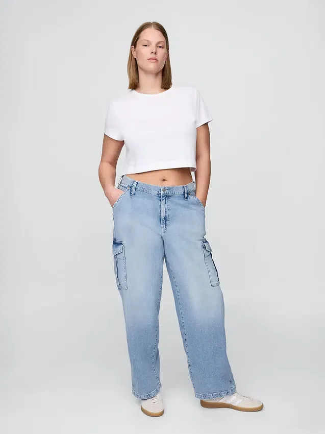 Jeans cargo ample taille moyenne style années 90