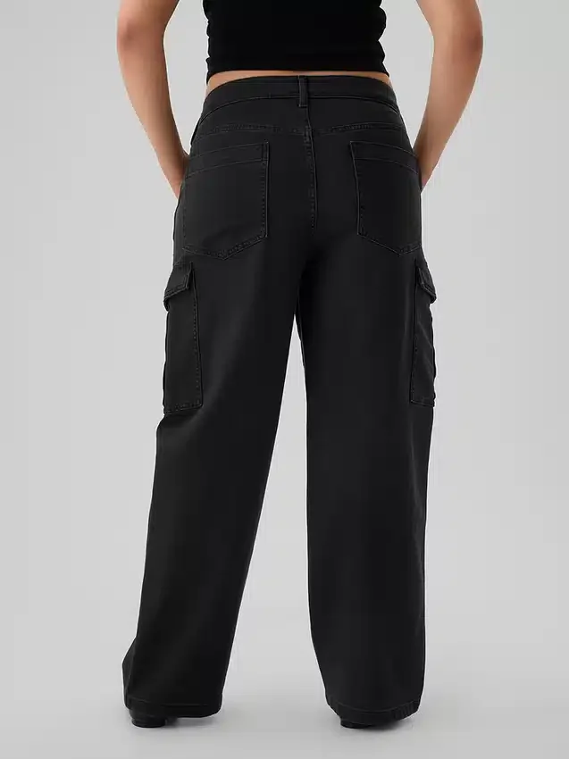 Jeans cargo ample taille moyenne style années 90