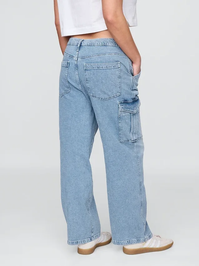 Jeans cargo ample taille moyenne style années 90