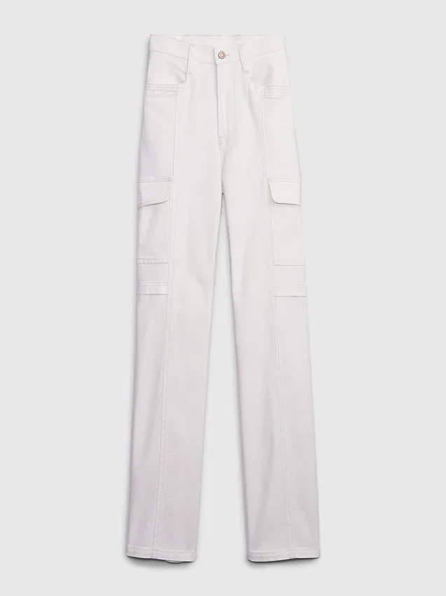 Jeans cargo ample taille moyenne style années 90