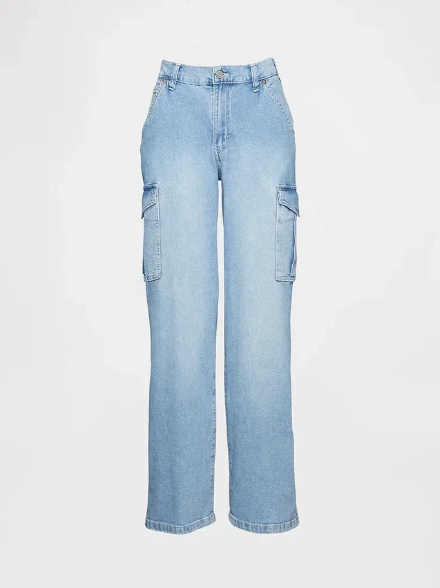 Jeans cargo ample taille moyenne style années 90