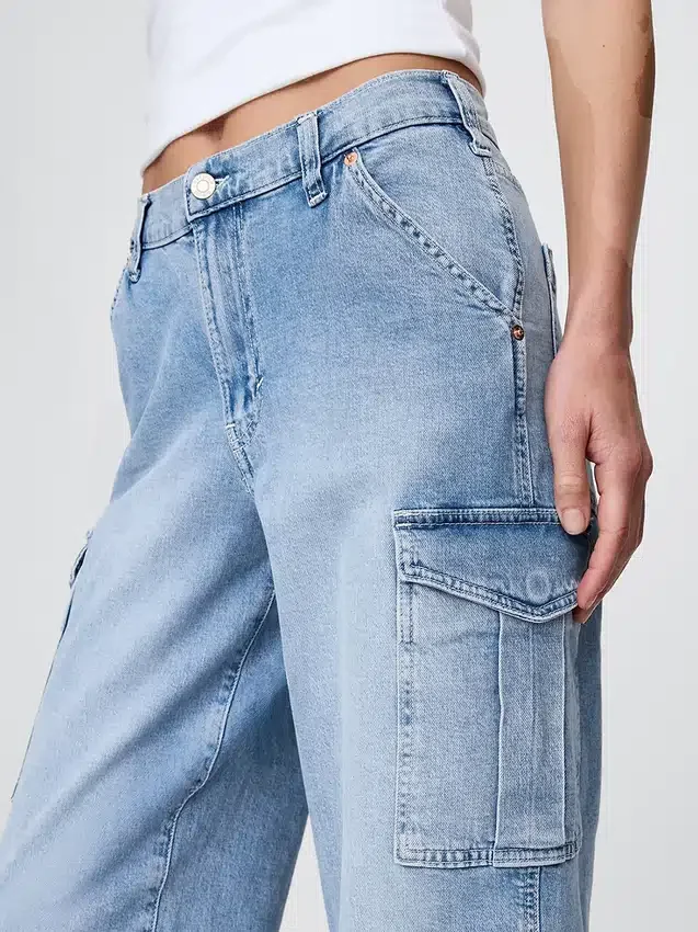 Jeans cargo ample taille moyenne style années 90
