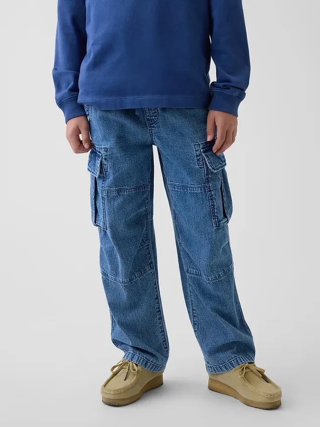 Jeans cargo faciles à enfiler pour enfants