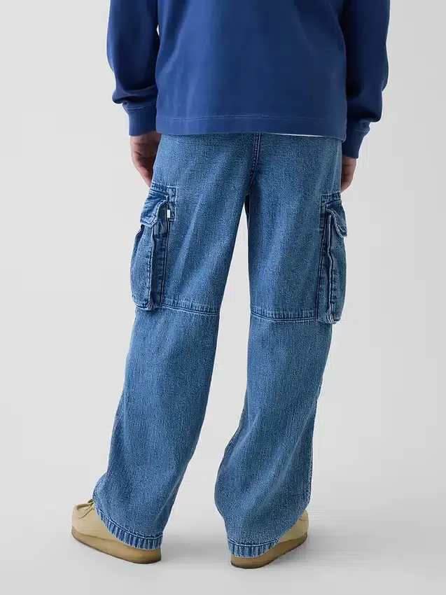 Jeans cargo faciles à enfiler pour enfants