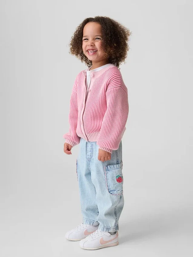 Jeans cargo à taille haute et à enfiler « Strawberry » pour Bébé & Enfant