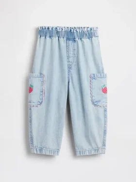 Jeans cargo à taille haute et à enfiler « Strawberry » pour Bébé & Enfant