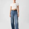 Jeans cargo taille haute à jambes larges